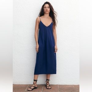 Zara COCOON DRESS. Blue. Size S. New with Tags.